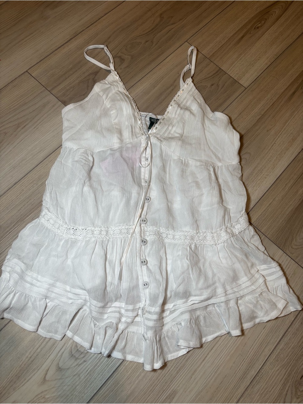 wild fable Cream Lace-Trim Button Front Cami